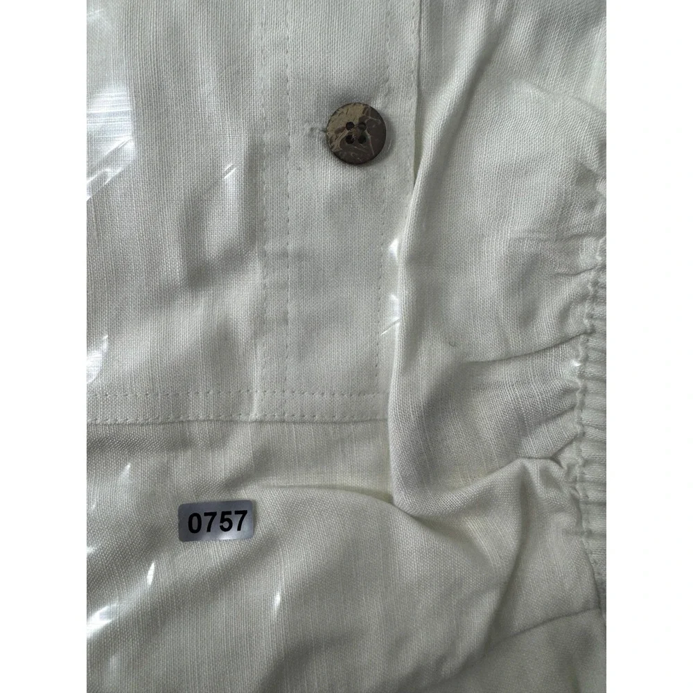 Cubavera Mens Large White Linen Blend Drawstring Elastic Waist Relaxed Pants